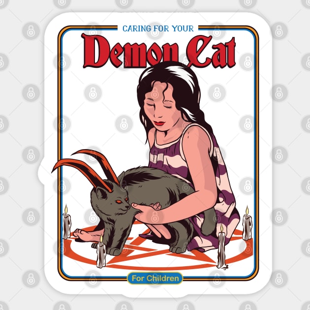 Caring for your Demon Cat - Vintage Parody Sticker by uncommontee